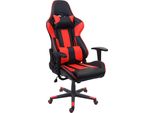Sedia Da Ufficio HWC-F84, Sedia Da Scrivania Sedia Da Gioco Sedia Girevole Executive, Finta Pelle ~ Nero/Rosso