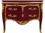 Casa Padrino Cassettone Barocco A 2 Cassetti Rosso Bordeaux Antico / Oro - Cassettone Artigianale In Legno Massiccio In Stile Barocco - Mobili Barocchi Fatti A Mano - Nobile & Magnifico