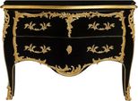 Casa Padrino Cassettiera Barocca A 2 Cassetti Nero Antico / Oro - Cassettiera Artigianale In Legno Massiccio In Stile Barocco - Mobili Barocchi Artigianali - Nobile & Magnifico