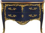 Casa Padrino Cassettone Barocco A 2 Cassetti Blu Scuro/Oro Antico - Cassettone Artigianale In Legno Massiccio In Stile Barocco - Mobili Barocchi Artigianali - Nobile & Magnifico