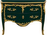 Casa Padrino Cassettone Barocco A 2 Cassetti Verde Scuro/Oro Antico - Cassettone Artigianale In Legno Massiccio In Stile Barocco - Mobili Barocchi Artigianali - Nobile & Magnifico