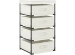 The Living Store Scaffale Portaoggetti Con 4 Cestini In Tessuto Acciaio Crema