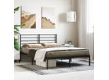 The Living Store Struttura Letto Con Testiera In Metallo Nero 120X190 Cm