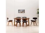The Living Store Sedie Da Pranzo 6 Pz. Legno Curvo E Tessuto Grigio