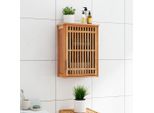 The Living Store Mobile Da Bagno A Parete 42X23X60 Cm In Noce Massiccio