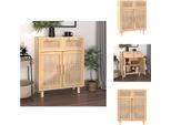 Vidaxl Credenza Marrone 60X30X75 Cm In Pino Massiccio E Rattan Naturale - Credenze