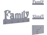 Vidaxl Appendiabiti Da Parete Family Grigio 74 X 29,5 Cm - Ganci Per Cappotti E Appendiabiti