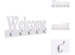 Vidaxl Appendiabiti Da Parete Welcome Bianco 74 X 29,5 Cm - Ganci Per Cappotti E Appendiabiti