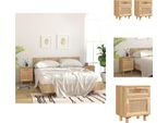 Vidaxl Comodini 2 Pz. Pino Massiccio Marrone E Rattan Naturale - Comodini
