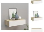 Vidaxl Scaffale A Parete Con Cassetto Effetto Rovere E Bianco 40X23,5X10 Cm Mdf - Scaffali A Parete