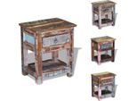 Vidaxl Tavolino Con 1 Cassetto In Legno Massiccio Antico 43X33X51 Cm - Tavolini
