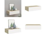Vidaxl Scaffale A Muro Con Cassetto Effetto Rovere E Bianco 40X23,5X10 Cm Mdf - Scaffale A Cassetto - Scaffale A Muro - Scaffali A Muro
