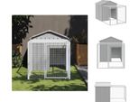 Vidaxl Gabbia Per Polli Con Corridoio Grigio Chiaro 117X201X123 Cm Acciaio Zincato - Habitat E Recinti Per Piccoli Animali