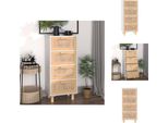 Vidaxl Credenza Bianca 40X30X90 Cm In Pino Massiccio E Rattan Naturale - Credenze