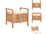 Vidaxl Panca Con Vano Portaoggetti 49×48×49 Cm In Legno Massiccio Di Noce - Panche Da Corridoio E Cassapanca