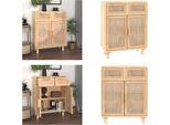 Vidaxl Credenza Marrone 60X30X75 Cm In Pino Massiccio E Rattan Naturale - Credenza - Credenza - Armadio - Mobile Laterale