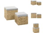 Vidaxl Set Di Ottomane 2 Pezzi In Seagrass Grigio - Sgabello Imbottito