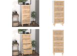 Vidaxl Credenza Bianca 40X30X90 Cm In Pino Massiccio E Rattan Naturale - Credenza - Credenza - Armadio - Armadio Portaoggetti