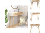Vidaxl Tavolino Bianco 80X30X75 Cm In Legno Massiccio Di Pino Naturale Rattan - Tavolini