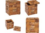 Vidaxl Sgabello Con Vano Portaoggetti In Legno Massiccio Di Teak - Sgabello - Sgabello Con Vano Portaoggetti - Sgabello Da Corridoio - Sgabello Di Legno