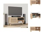 Mobile Tv Vidaxl Marrone 80X30X40 Cm In Pino Massiccio E Rattan Naturale - Mobili Tv