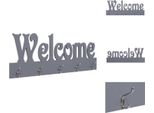 Vidaxl Appendiabiti Da Parete Welcome Grigio 74 X 29,5 Cm - Ganci Per Cappotti E Appendiabiti
