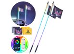 Vevor 2 Pz. Luce A Frusta, Luce A Frusta A Led Con App E Telecomando Rf, Frusta A Spirale Rgb Impermeabile A 360° Con 4 Bandiere, Luce A Frusta A Led Da 152,4 Cm Per Utv, Atv, Rzr