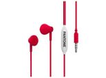 Pantone PT-WDE001R1 Cuffie In-Ear Cablate Rosso E Bianco Per Musica E Chiamate