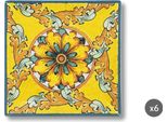 Excelsa Set Di 6 Piatti Trinacria In Ceramica 24X24 Cm Multicolore