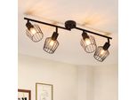 Zmh Plafoniere A 4 Fiamme - Spot Da Soffitto Nero E14 Orientabile Faretto Da Soffitto In Metallo Retro Faretto Da Soffitto Vintage Faretto Ruotabile A 350° Lampada Da Corridoio Per Cucina Camera Da Letto Soggiorno