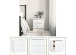 The Living Store Comodino Alta White 41X35X41 Cm In Legno Di Pino Massiccio