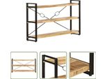 The Living Store Libreria 3 Vani 140X30X80 Cm Legno Massiccio Di Mango