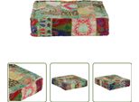 The Living Store Pouf Patchwork Quadrato In Cotone Fatto A Mano 50×50×12 Cm Verde