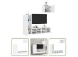 The Living Store Parete Attrezzata 4 Pezzi In Legno Bianco