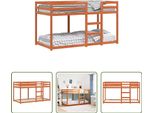 The Living Store Letto A Castello Marrone Cera 90X190 Cm In Legno Di Pino Massiccio