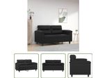 The Living Store Divano A 2 Posti Nero 120 Cm In Pelle Finta