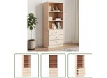 The Living Store Libreria Con Cassetti Alta 60X35X142 Cm In Legno Di Pino Massiccio