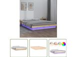 The Living Store Letto In Legno Massiccio Con Led 160X200 Cm