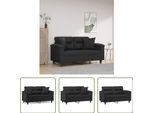 The Living Store Divano A 2 Posti Con Cuscini Decorativi Nero 120 Cm In Ecopelle