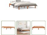 The Living Store Letto In Legno Massiccio Cera Marrone 150X200 Cm Pino