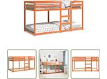 The Living Store Letto A Castello Marrone Cera 90X200 Cm In Legno Di Pino Massiccio