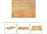 The Living Store Piano Del Tavolo Con Bordo Ad Albero 80X60X3,8 Cm In Legno Massiccio Di Mango