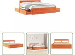 The Living Store Letto In Legno Massiccio Senza Materasso Cera Marrone 200X200 Legno Di Pino