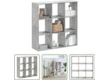 The Living Store Libreria Cemento Grigio 102X32X102 Cm Materiale Legno