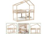 The Living Store Letto A Castello Con Tetto 90X190 Cm In Legno Di Pino Massiccio