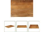 The Living Store Piano Del Tavolo Con Bordo Ad Albero 90X80X3,8 Cm In Legno Massiccio Di Mango