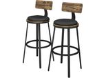 Vicco Sgabelli Da Bar Caracas, 34 X 102 Cm 2 Parti, Rovere Rustico/Nero