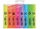 Tratto Video Emot:On Evidenziatore 8 Pz Punta Smussata Ciano, Verde, Verde Chiaro, Arancione, Rosa, Viola, Rosso, Giallo