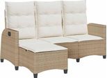 Vidaxl Divano Da Giardino Con Funzione Reclinabile Cuscini A Forma Di L Beige Poly Rattan