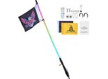 Succebuy Luce A Frusta Da 3 Ft Con Base A Molla, Luce Da Caccia Rgb A Spirale Impermeabile A 360° Con 2 Bandiere, App E Telecomando, Per Moto, Veicoli Fuoristrada, Utv, Rzr, Go-Kart, Can-Am